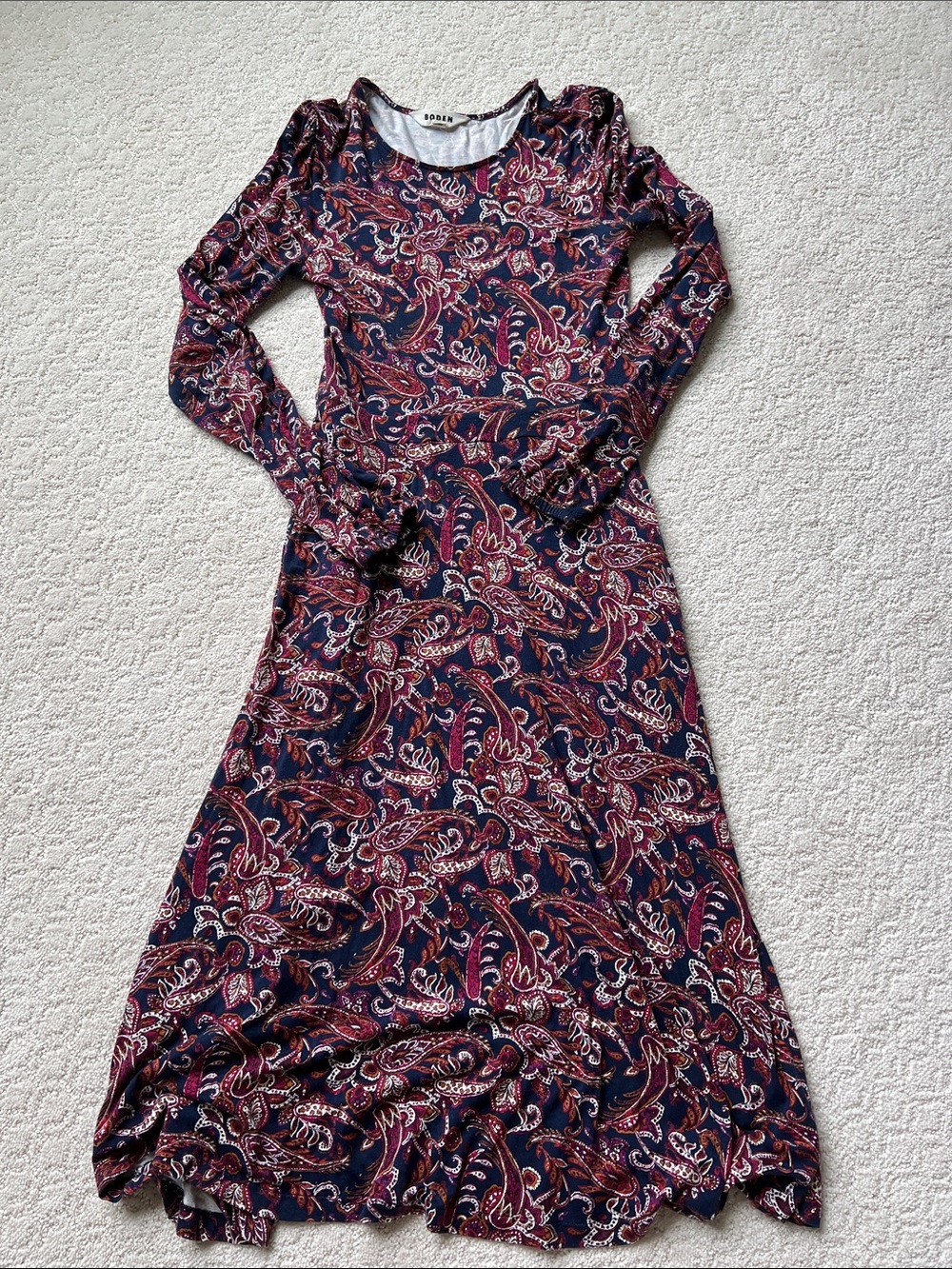 Boden Paisley Maxi Dress - Navy & Burgundy